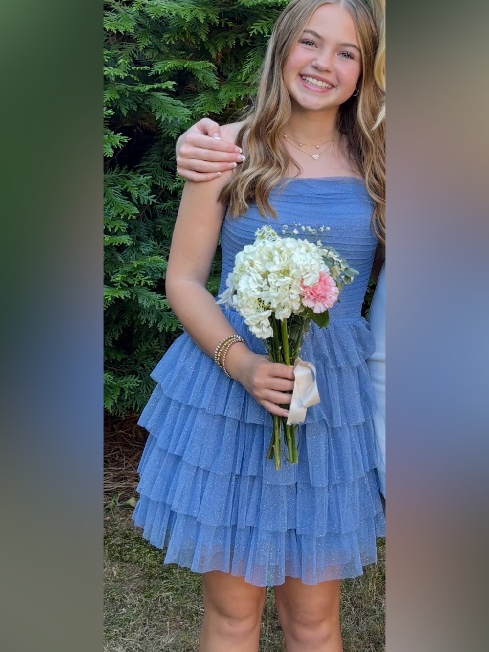 Macy's Strapless Tiered Navy Blue Tulle Dress